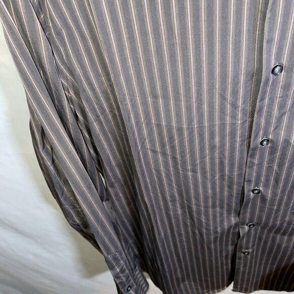 Hugo Boss Dress Shirt Men’s Size Large Gray Striped Long Sleeve Button Up - Picture 6 of 12